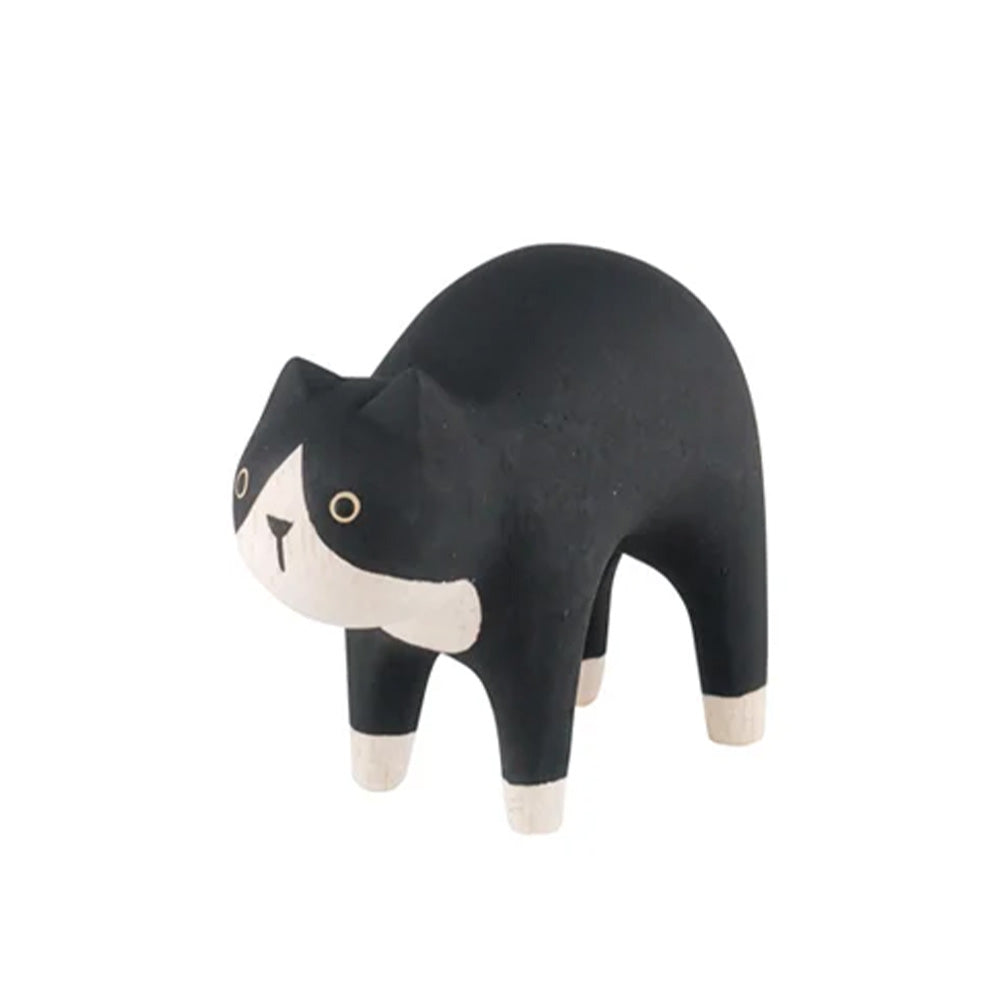 ぽれぽれ動物 ハチワレ 木彫りの雑貨 木製 置物 ディスプレイ