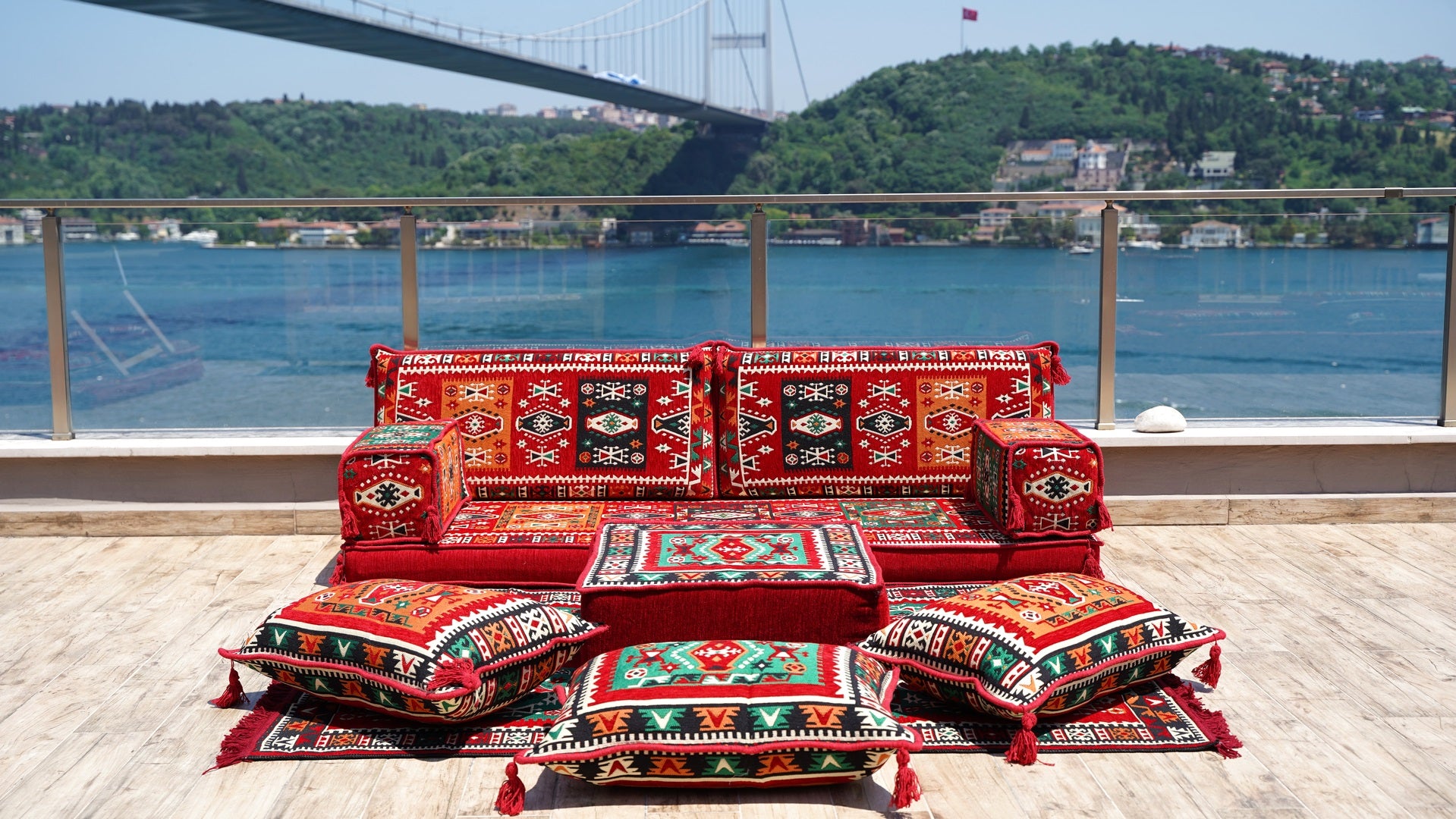 Floor Sofa Set, Ethnic Sofa, Arabic Jalsa, Moroccan Sofa with Ottoman