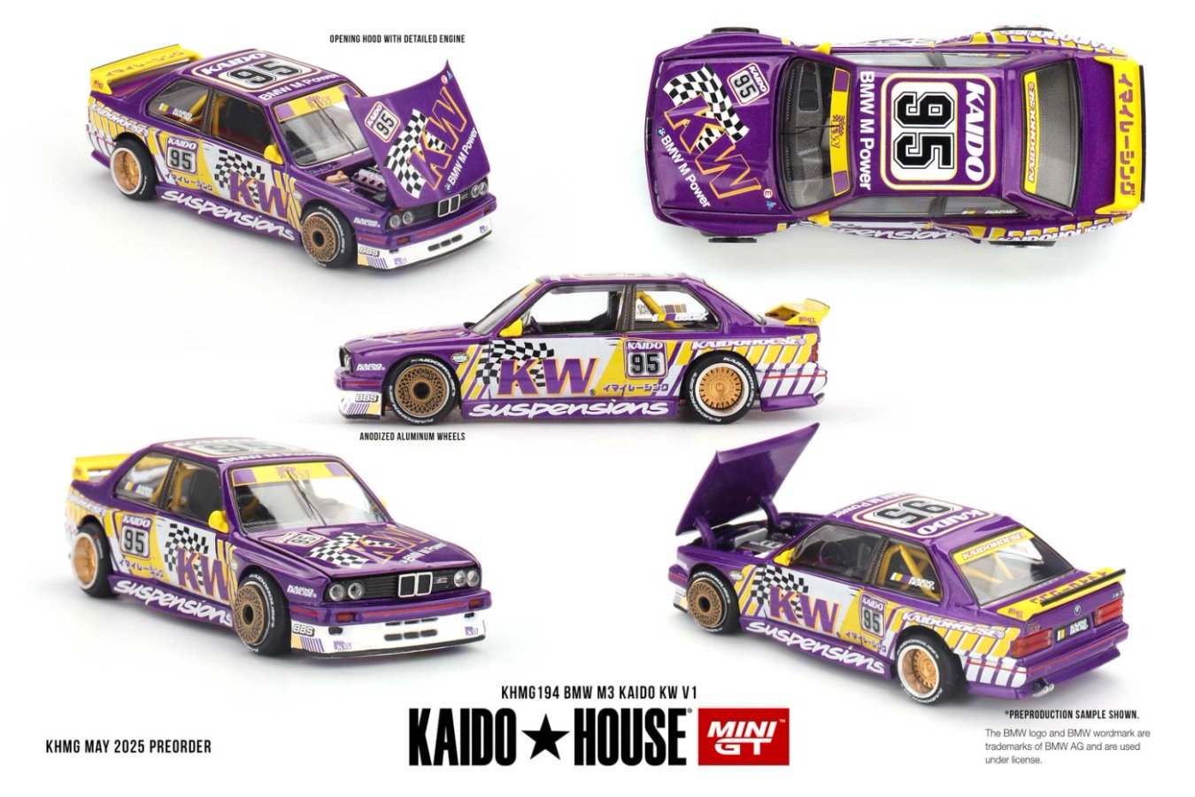 Mini GT x Kaido☆House 1/64 BMW M3 Kaido KW V1 – Black Ice Diecast