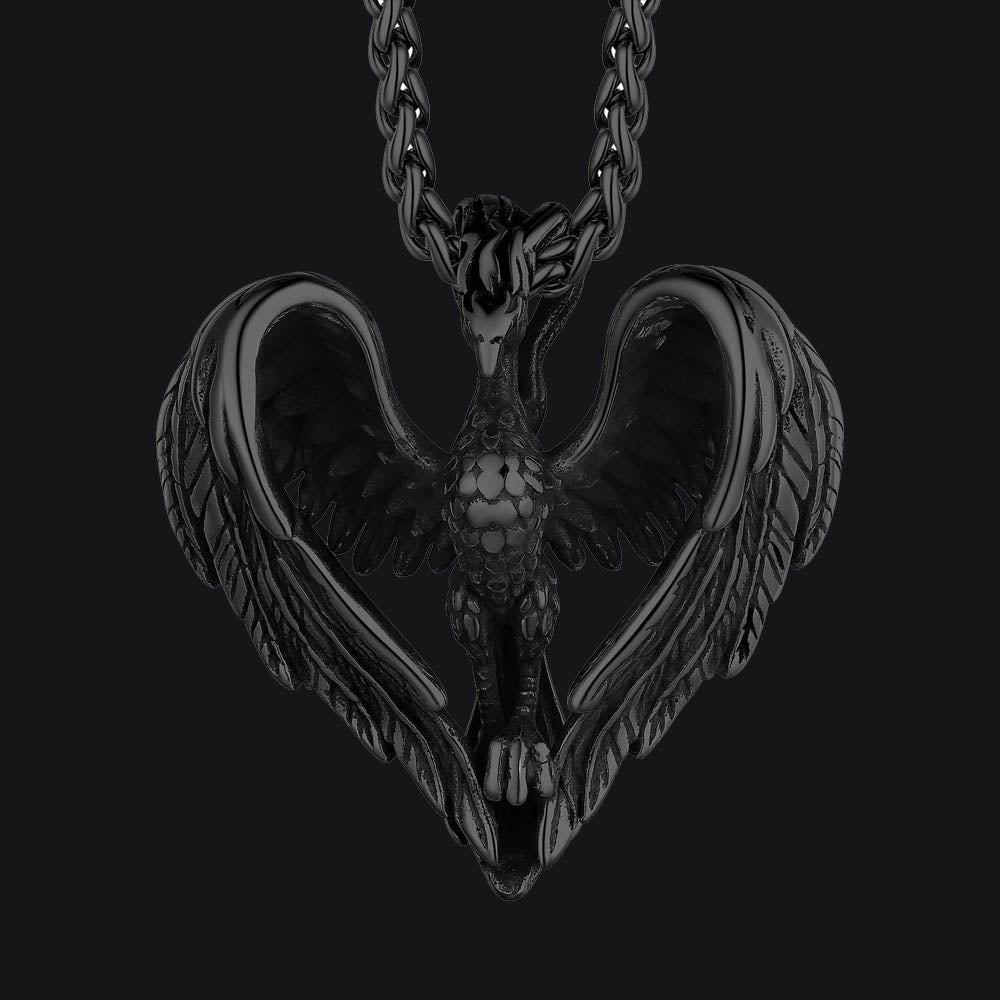 Phoenix Heart Necklace for Men | Vintage Gothic – FaithHeart Jewelry