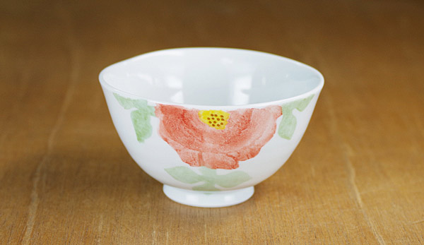 砥部焼 東窯（大東アリン） ごはん茶碗（赤い薔薇）【和食器通販e