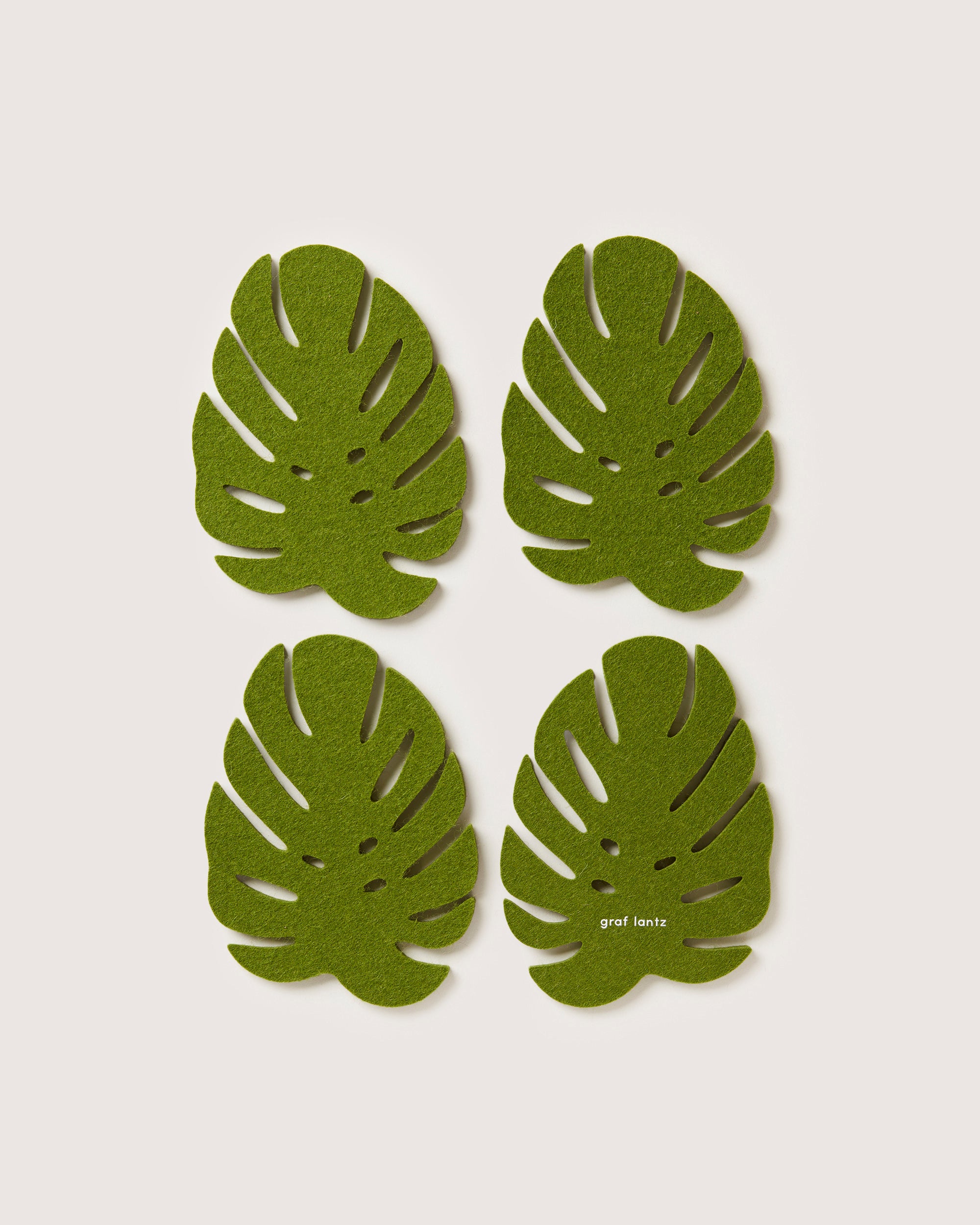 Merino Wool Monstera Coaster 4 Pack in Loden Green | Graf Lantz