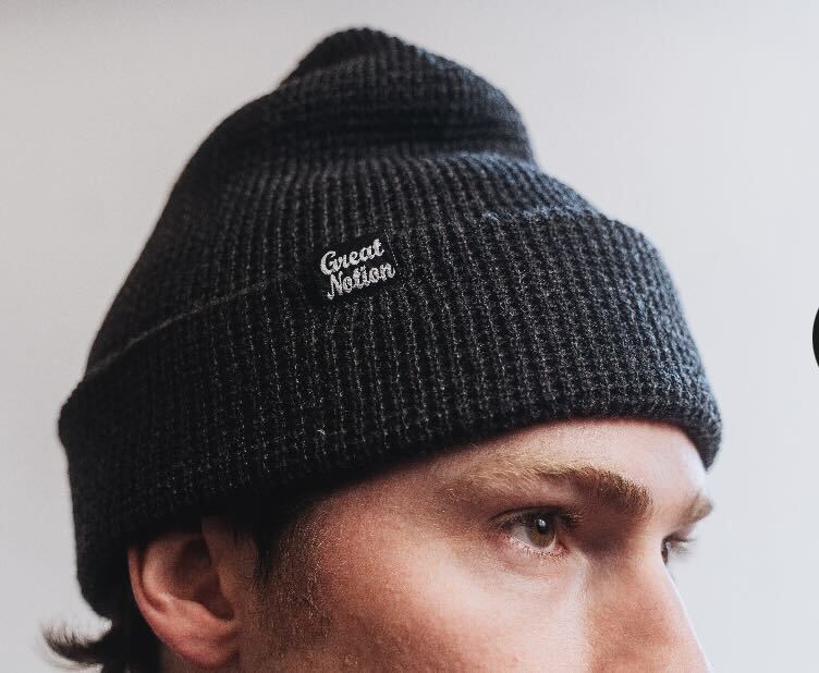 Black Waffle Knit Beanie – Great Notion