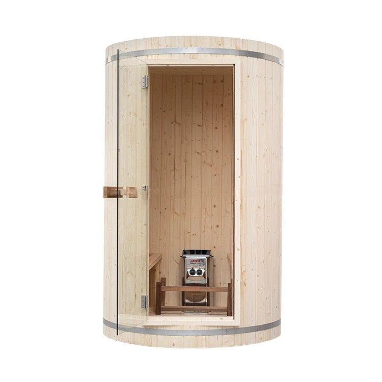 屋内サウナ | コンパクト | 1-2人用 | フィンランド式 | 円柱型 | 自宅