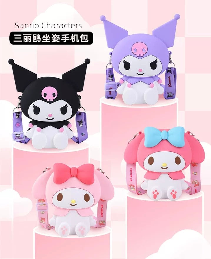 Japan Sanrio Silicone 3D Sit Pose Shoulder Bag | My Melody Kuromi