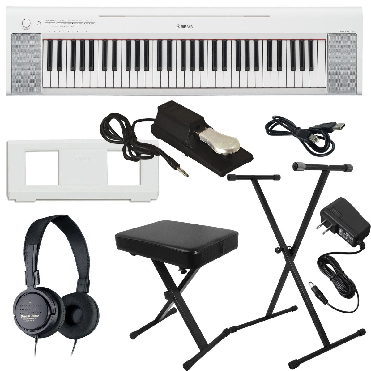 Yamaha Piaggero NP-15 61-Key Portable Keyboard - White KEY