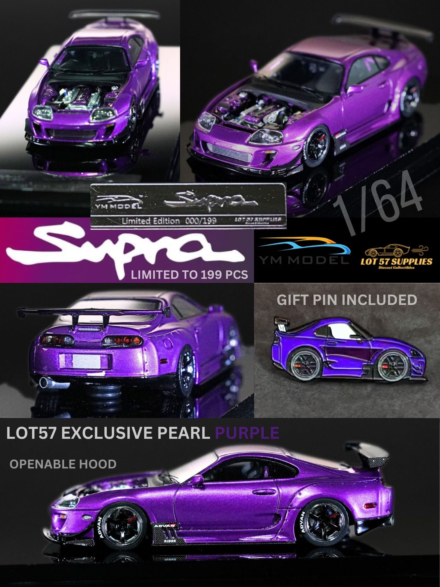 YM Model x Lot 57 Toyota Supra JZA80 1:64 Diecast | LOT57 Supplies