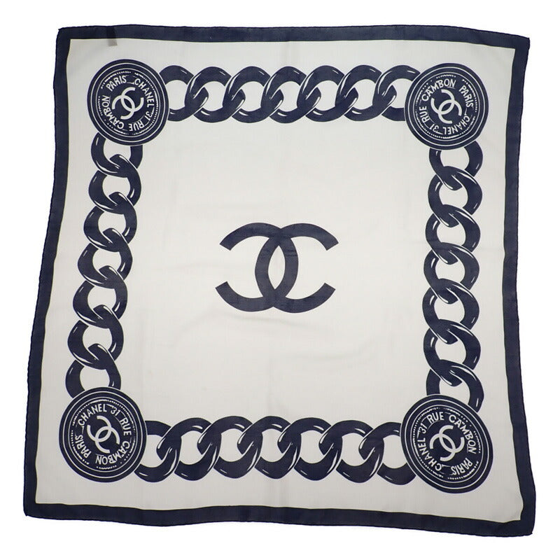 シャネル CHANEL 大判 ヴィンテージチェーン柄 スカーフ シルク