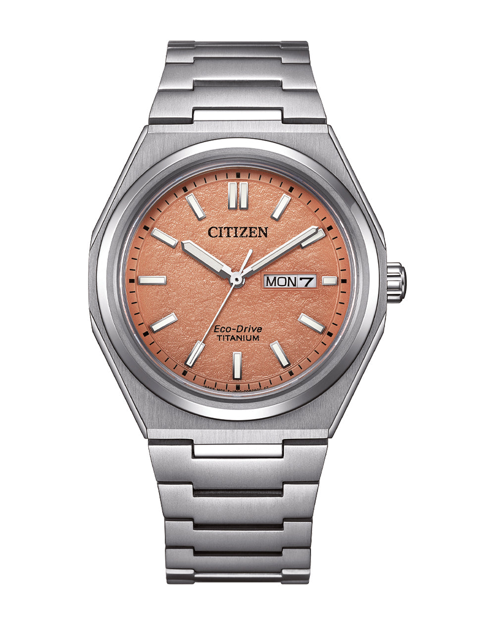Citizen Eco-Drive Zenshin Three-hand Orange Dial Titanium Watch AW0130