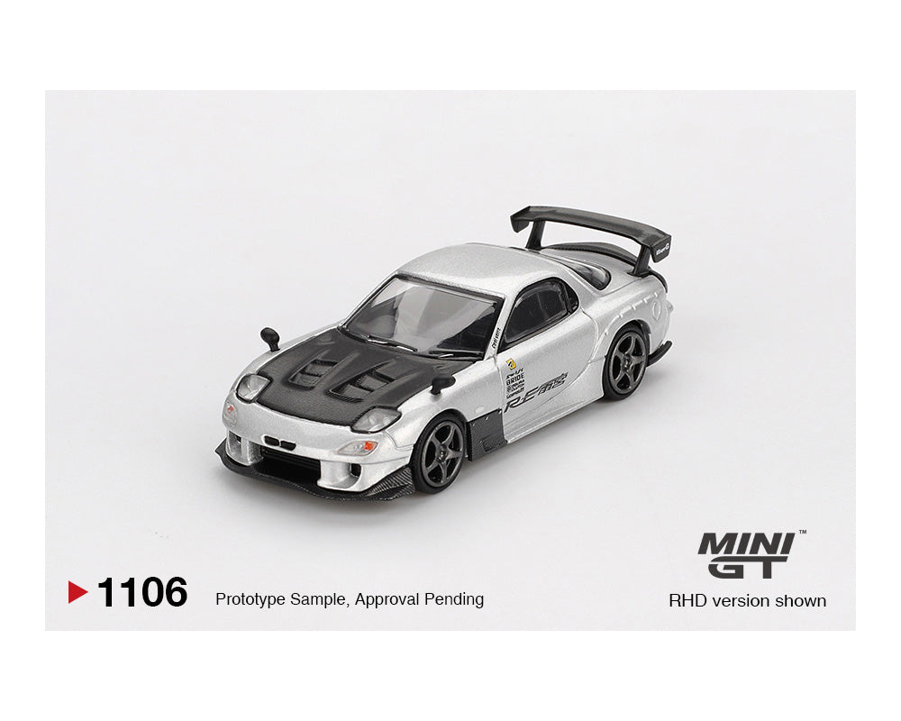 Mini GT 1:64 Mazda RX-7 RE-Amemiya – Silver Metallic – DiecastTalk