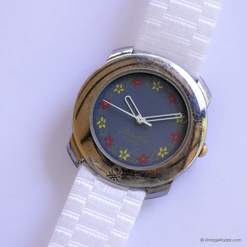Benetton by Bulova Blue Watch with Floral Details | Blue Women's