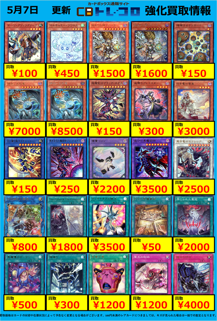 遊戯王】最新!!超強化買取リスト！: カードを売る/ カードボックス通販