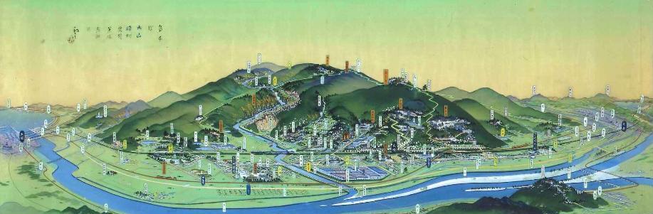島本町・大山崎村史跡勝鳥瞰図」（令和4年2月17日掲載）／大山崎町