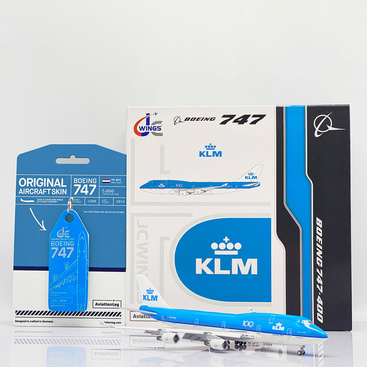 JC Wings X Aviationtag KLM Boeing 747-400 PH-BFG 1:400 Diecast Model