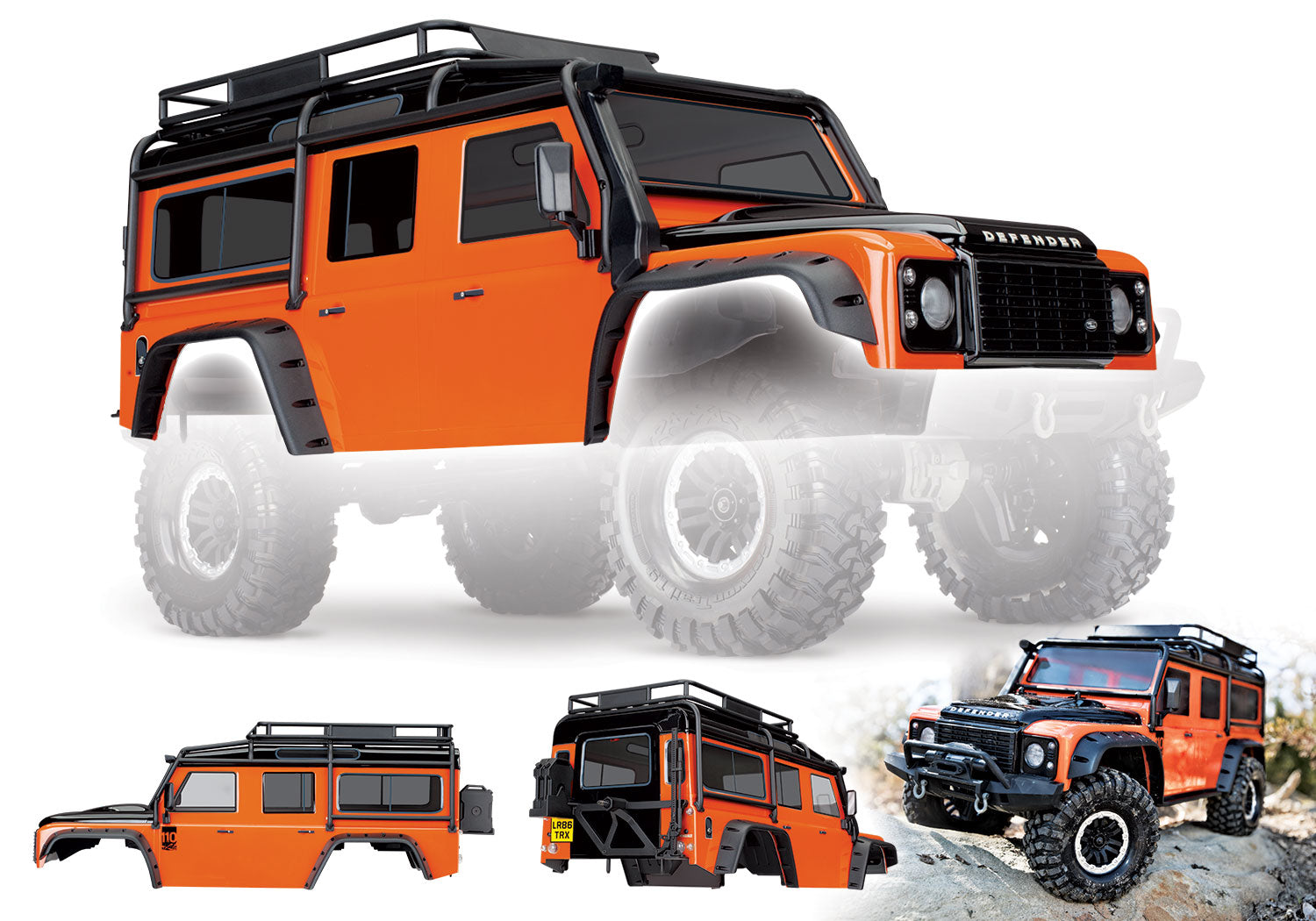 TraxxasトラクサスTRX4用塗装済みボディ ランドローバーディフェンダー