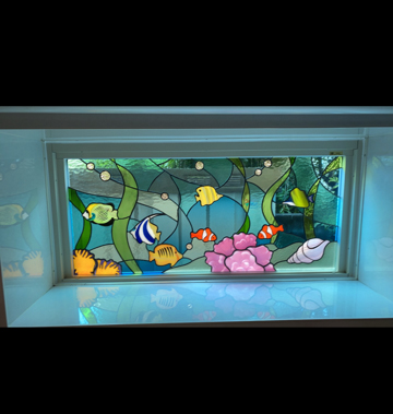 新品 海と熱帯魚 ヴィンテージ ステンドグラス 箱付き フィッシュ