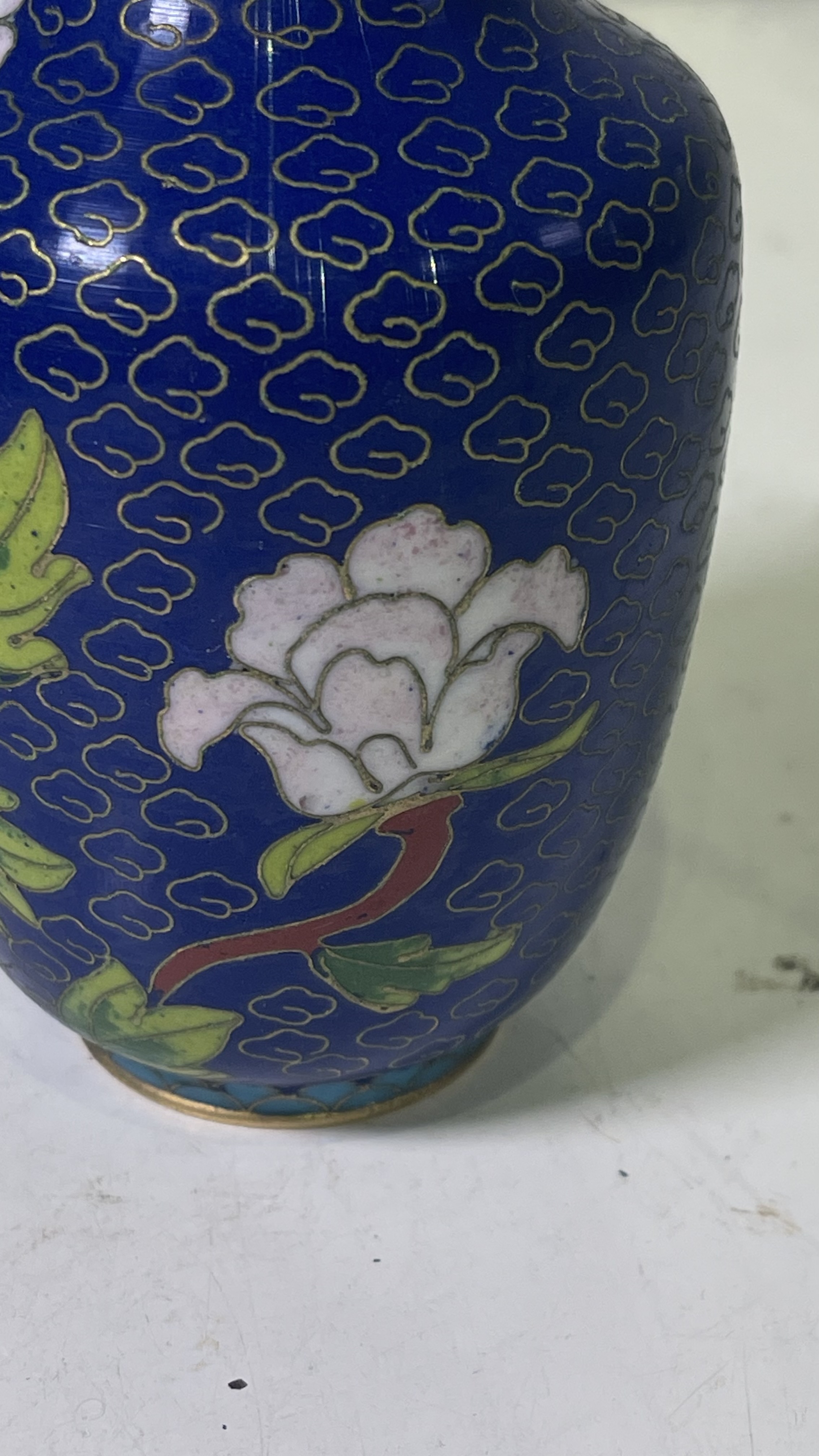 1487 中国 景泰藍 七宝 琺瑯 蓋置 3客 時代物 1487 中国 景泰藍 七宝