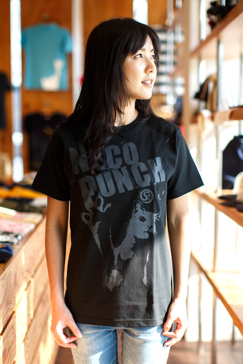 Tシャツ メンズ レディース 半袖 猫 NECO PUNCH - ブラック ネコ ねこ