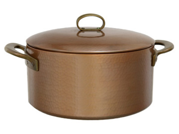 鎚起 (打物) 銅器 特厚銅煮込み鍋 24cm-12高 生地色