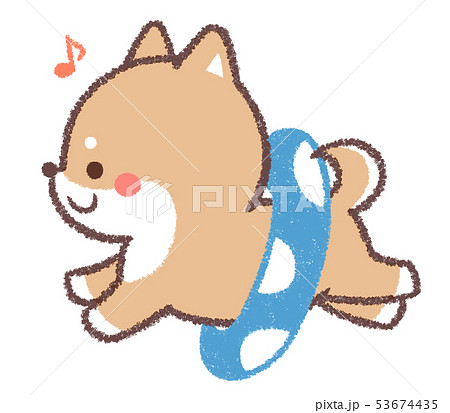 柴犬浮き輪のイラスト素材 [53674435] - PIXTA