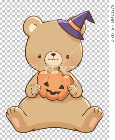 くまとハロウィン（かぼちゃ）のイラスト素材 [68421278] - PIXTA