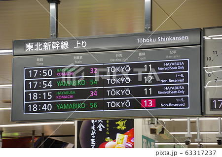 新幹線の電光掲示板 盛岡駅 英語表示の写真素材 [63317237] - PIXTA