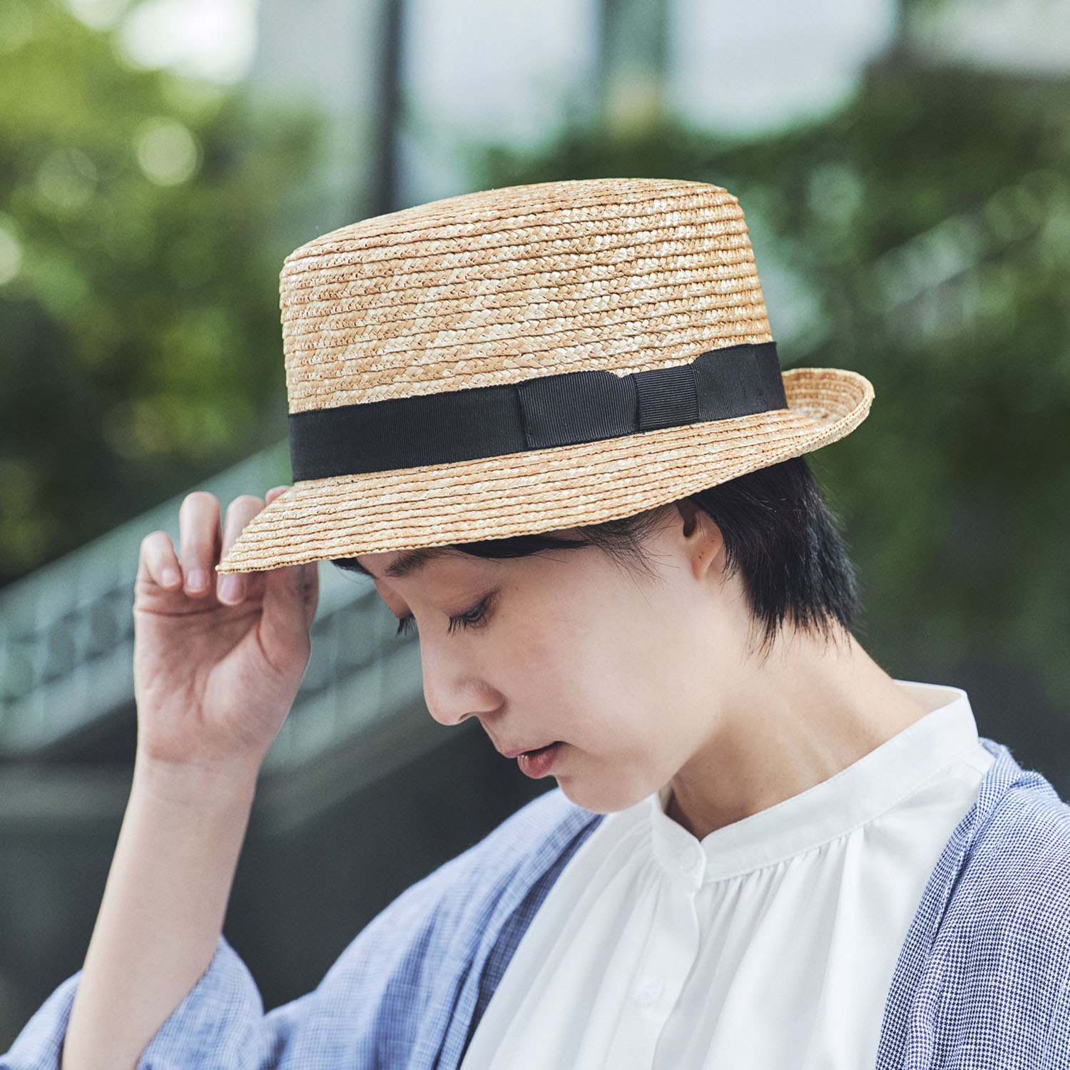 田中帽子店Colette（コレット）カンカン型 中折れハット 57.5cm 婦人用