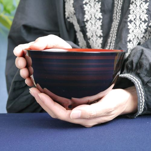越前塗/越前漆器/山崎漆器/彩波大椀ペア/白檀/Φ14.4×H8 - テーブル