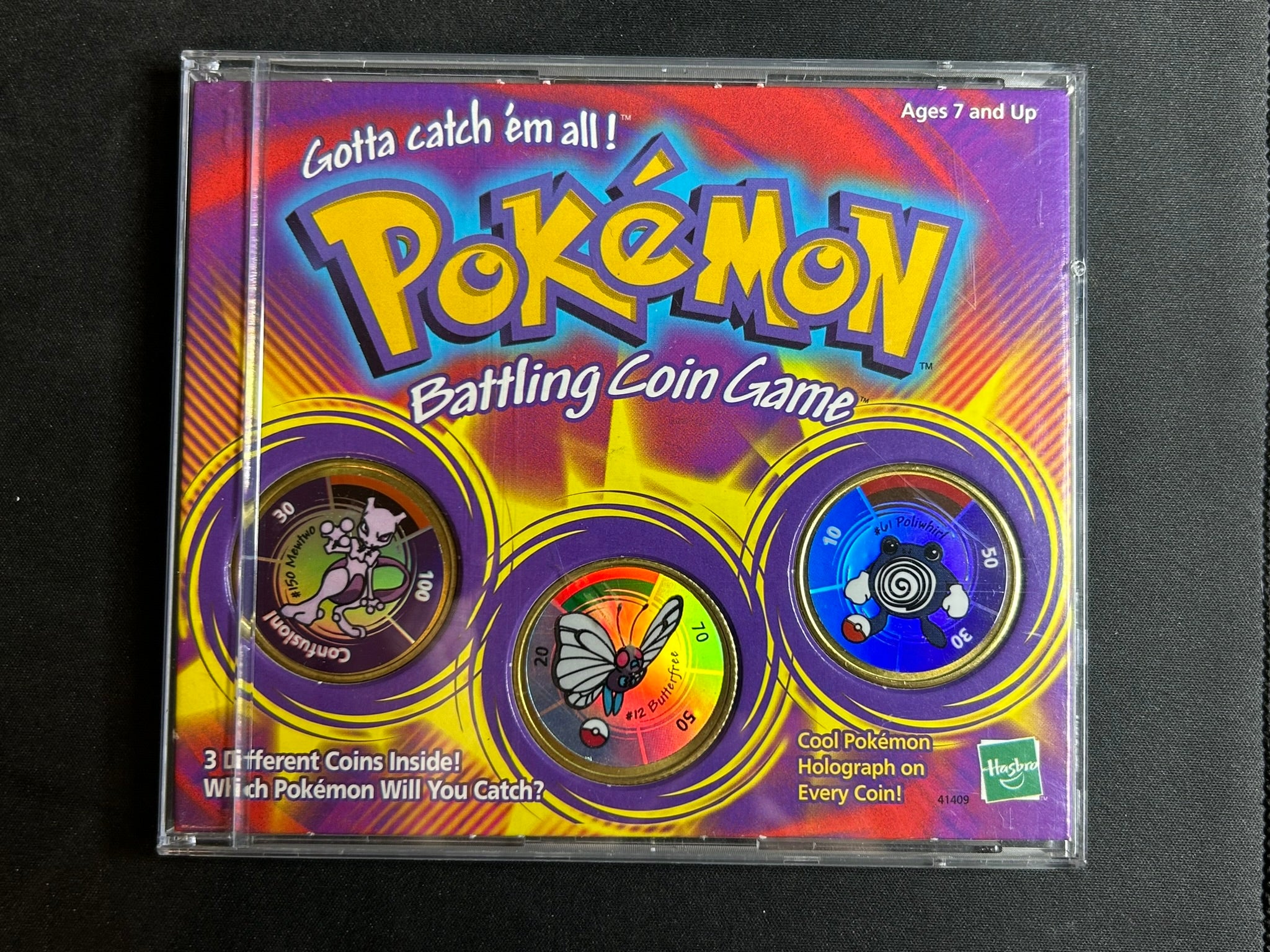 Pokemon Battling Spinning Coin Game Hasbro Mewtwo Butterfree