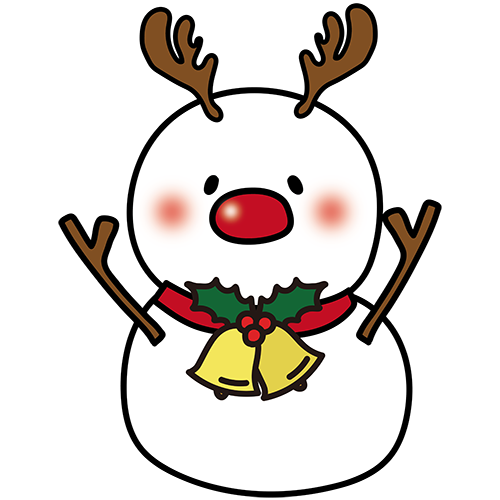 トナカイの雪だるま | かわいい手描きの無料イラスト｜商用利用OKの