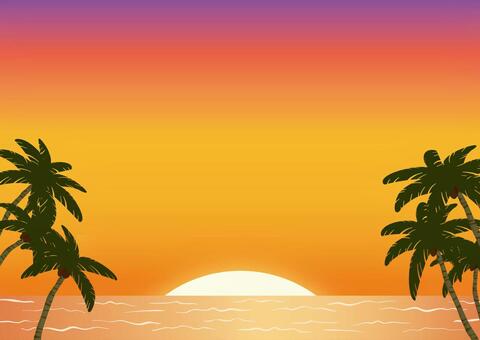夕日とビーチイラスト｜無料イラスト・フリー素材なら「イラストAC」