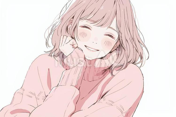 優しく笑いかける女性 アニメ風イラスト - No: 24106264｜無料イラスト