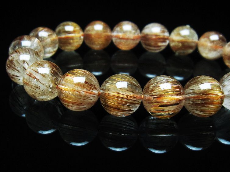 ルチルクォーツ ブレスレット キャッツアイ 12mm 一点物 111-38594