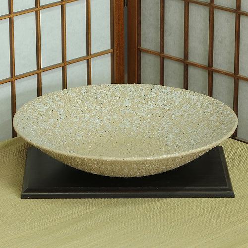 楽天市場】信楽焼 水盤 白 窯変 ソリ 丸 13号 生け花 花器 池坊 小原流
