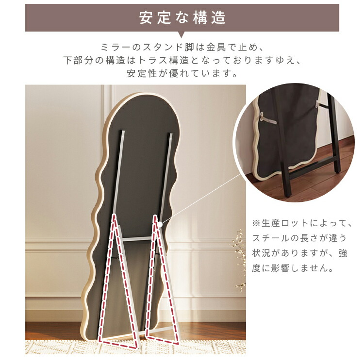 楽天市場】ウェーブミラー 160cm 全身鏡 鏡 波型 スタンドミラー 韓国