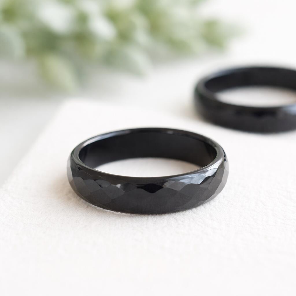 楽天市場】オニキス くり抜き リング カット入り 指輪 天然石