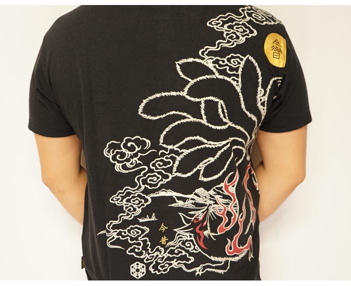 楽天市場】今昔 こんじゃく 狐 和柄 Tシャツ 半袖 メンズ 九尾の狐 参