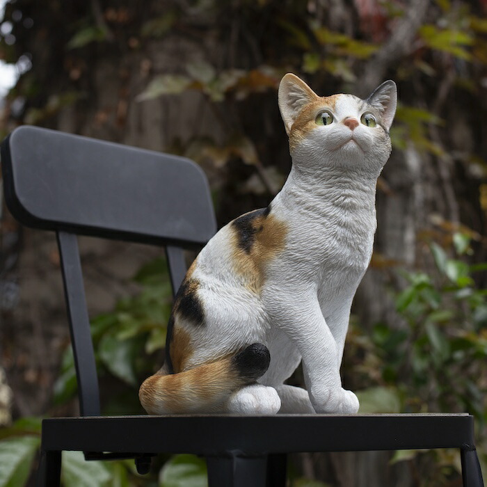 楽天市場】置物 お座り三毛猫 大 ネコ 高さ30.5cm woobia ウービア