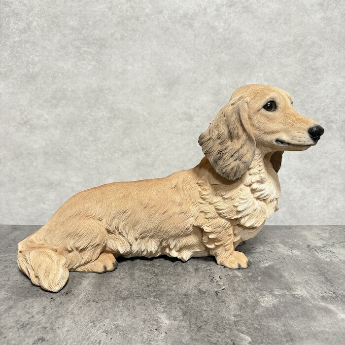 楽天市場】犬 置物 大きい ダックスフンド クリーム 大 高さ24cm