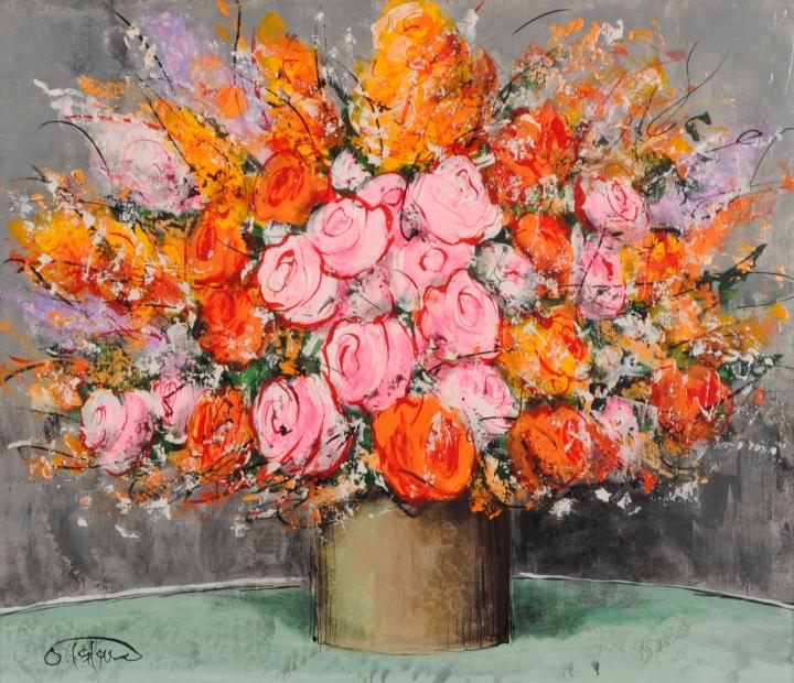 楽天市場】柿田治 薔薇の花束 花 絵画 薔薇 静物画 油絵 一点物