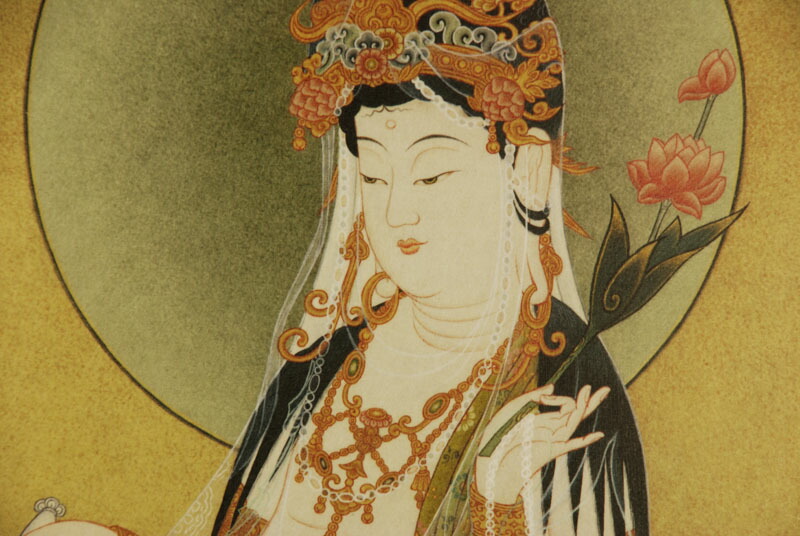 楽天市場】観音菩薩 仏画掛け軸（半切サイズ） : 仏像仏画チベット美術