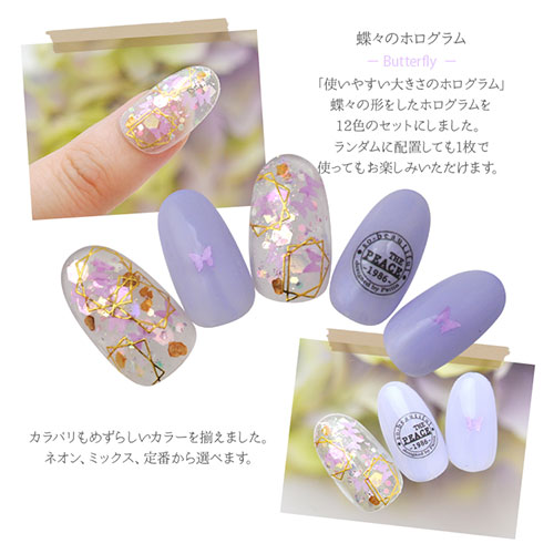 楽天市場】【全品半額coupon事前配布中】蝶々 ホログラム 12色セット