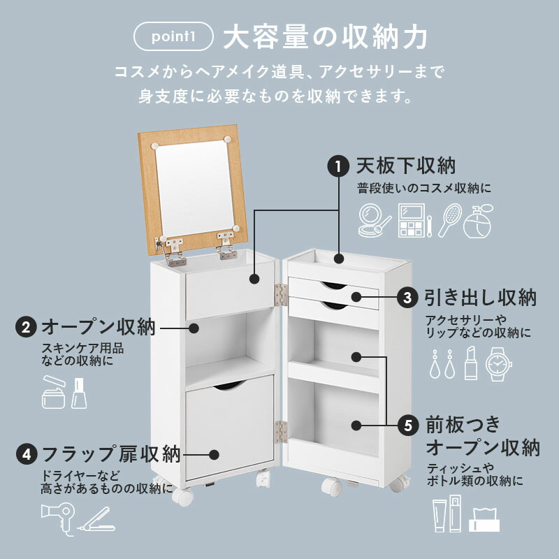 楽天市場】コスメワゴン ドレッサー コスメボックス 幅30.5cm 奥行34.5