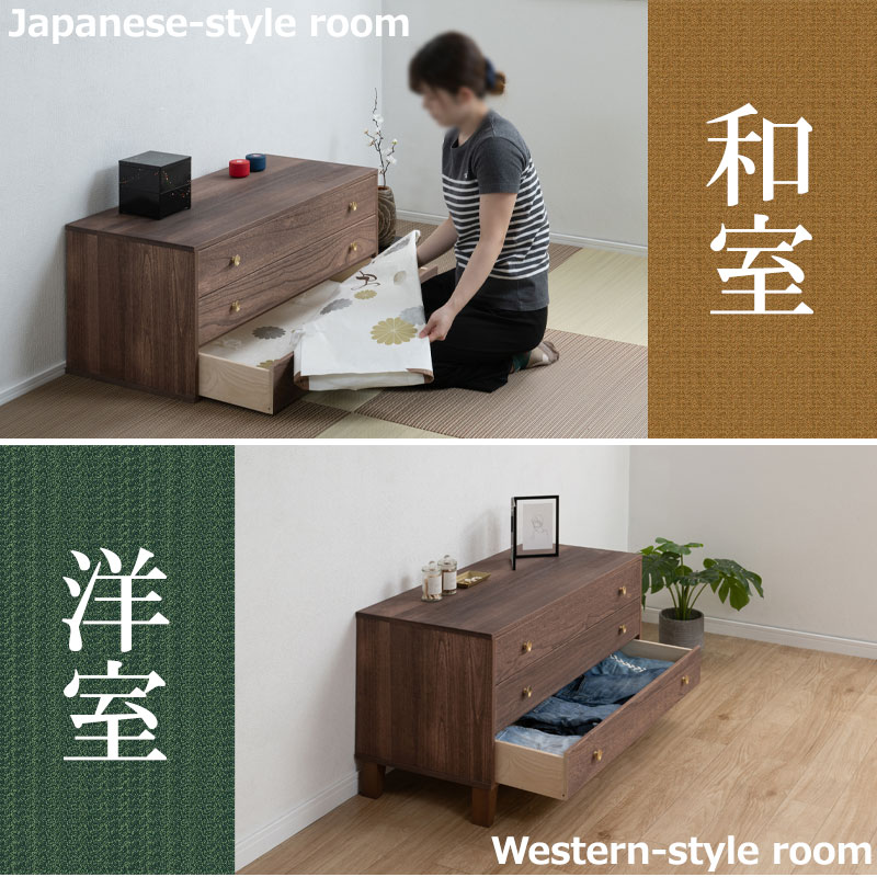 楽天市場】【桐結】MUSUBI 総桐チェスト 3段 幅100 奥行44 高さ51 cm