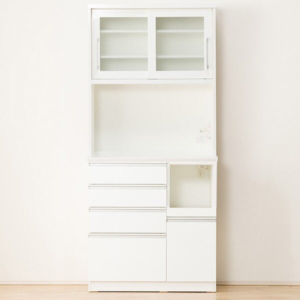楽天市場】[幅90cm] キッチンボード (レジューム 90TG-S WH/90QH-R WH