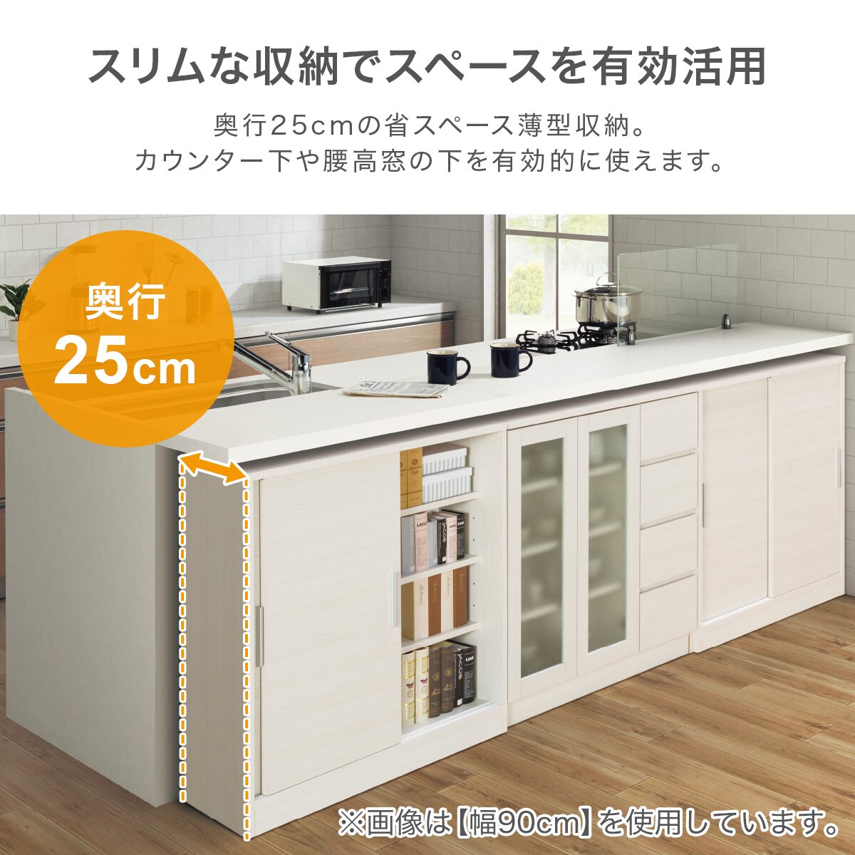 楽天市場】薄型キャビネット (アニーTH WW) 幅90cm・120cm ニトリ