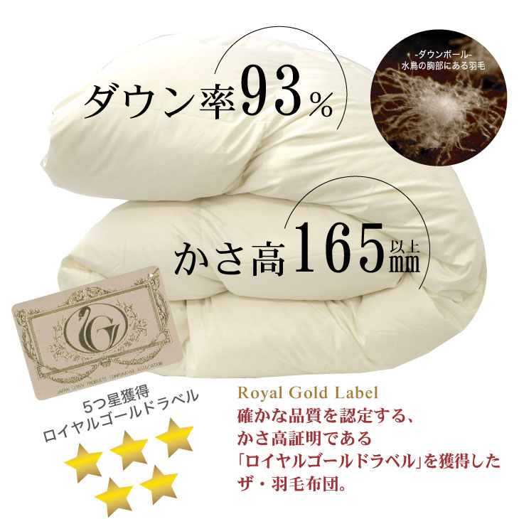 楽天市場】羽毛布団 シングルサイズ ザ・羽毛布団 【ロイヤルゴールド