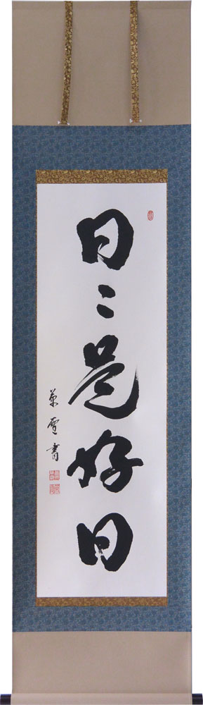 楽天市場】掛軸 一行書「日々是好日」肉筆 菅原草雪書 (掛け軸 半切立