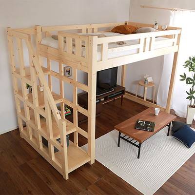 楽天市場】ロフトベッド シングル 階段付き ハイタイプ 高い 木製 安い
