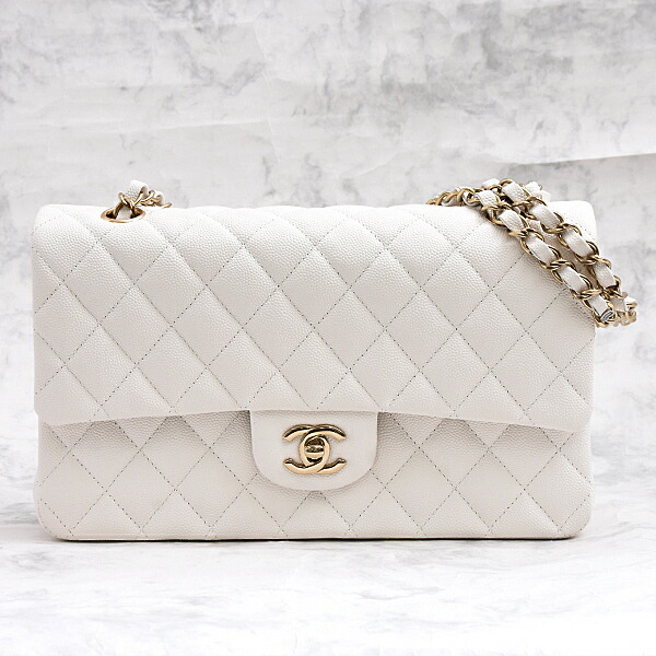 ノベルティ CHANEL チェーン ホワイトバッグ キャビアスキン CHANEL